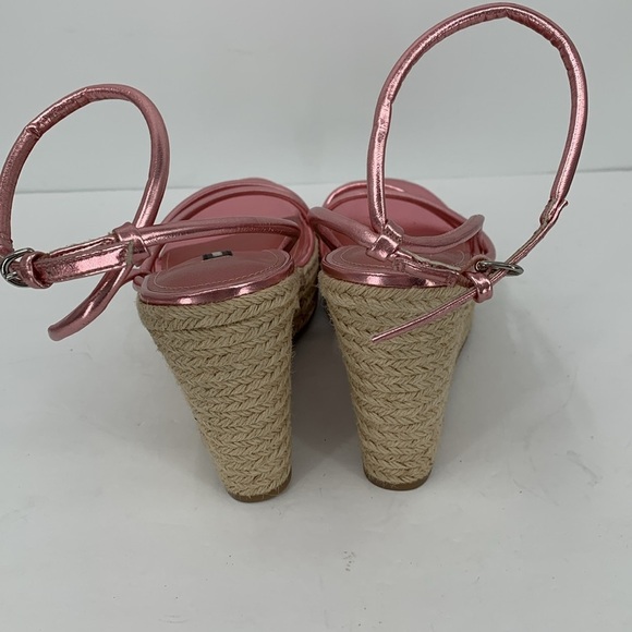 Nine West Hipsta Espadrille wedge platform sandals strappy shoe metallic pink 11 - Picture 5 of 6